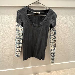 Free People ribbed long sleeve with tie dyed sleeves